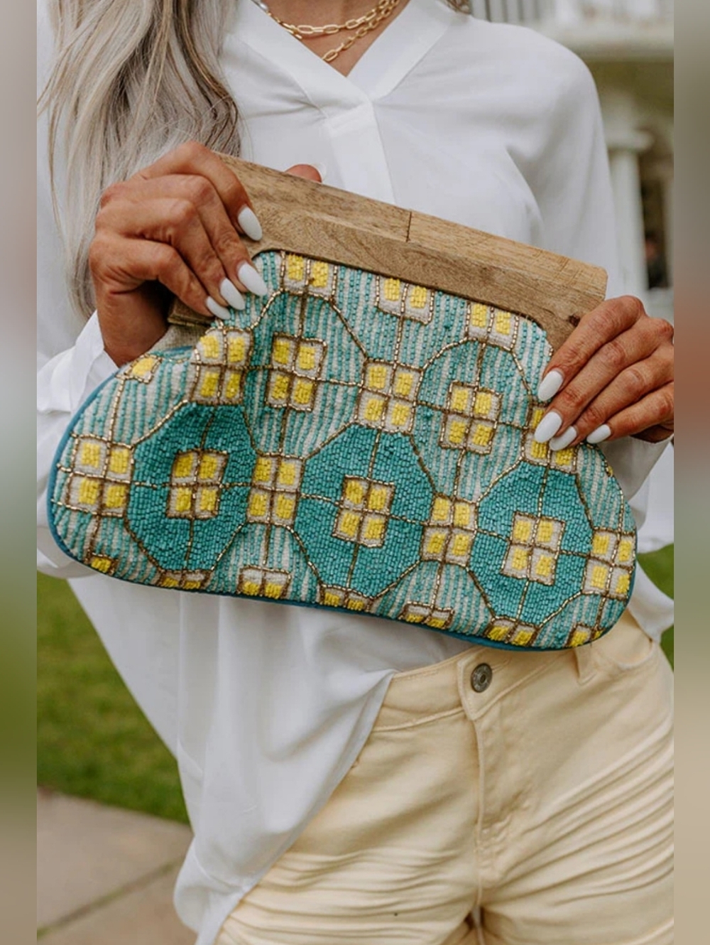 Fabulous MJ New York Beaded Clutched in Turquoise